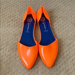 Orange Jeffrey Campbell jelly flats